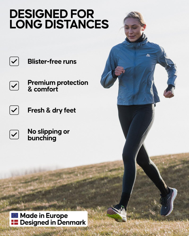 DANISH ENDURANCE 3 Pack Running Socks for Long Distances, Quarter, Men & Women, Light Blue/Orange, US Women 11-13 // US Men 9.5-12.5 - Image 3